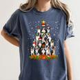Boston Terrier Dog Christmas Tree Santa Hat Xmas Pajama Men Women Kids Women's Comfort Colors T-Shirt Denim
