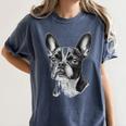 Boston Terrier Dog Motif Pet Illustration Boston Terrier For Men Women Kids Women's Comfort Colors T-Shirt Denim