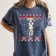 Boston Terrier Dog Santa Hat Men Kids Ugly Christmas Light Women's Comfort Colors T-Shirt Denim