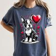 Boston Terrier Dog Valentine's Day Dog Owner Women's Comfort Colors T-Shirt Denim
