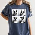 Boston Terrier Dogs With Sunglasses Photo Pets Meme Women's Comfort Colors T-Shirt Denim