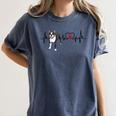 Boston Terrier EKG Heartbeat Heart Line Dog Lovers Women's Comfort Colors T-Shirt Denim