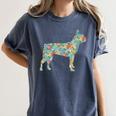 Boston Terrier Flower Silhouette Floral Dog Men Women Girls Kids Women's Comfort Colors T-Shirt Denim