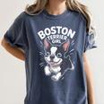 Boston Terrier Girl Cute Cartoon For Dog Owners Pet Terrier Women's Comfort Colors T-Shirt Denim