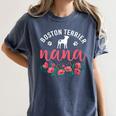Boston Terrier Grandma Nana Dog Lover Christmas Women's Comfort Colors T-Shirt Denim