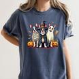 Boston Terrier Halloween Costume Mummy Witch Ghost Dog Lover For Men Women Kids Women's Comfort Colors T-Shirt Denim