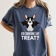 Boston Terrier Halloween Shirt Did Someone Say Treat Women's Comfort Colors T-Shirt Denim