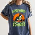 Boston Terrier Halloween Zombie American Gentleman Dog Lover Women's Comfort Colors T-Shirt Denim