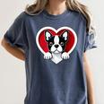 Boston Terrier Heart Cute Puppy Lover Or Dog Owner Women's Comfort Colors T-Shirt Denim