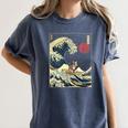 Boston Terrier Japanese Kanagawa Wave Surf Dog Women's Comfort Colors T-Shirt Denim