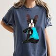 Boston Terrier I Love Mom Apparel Women's Comfort Colors T-Shirt Denim