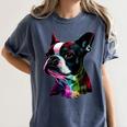 Boston Terrier Lovers Colorful Pop Art Boston Terrier Women's Comfort Colors T-Shirt Denim