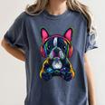 Boston Terrier Lovers Gaming Headphones Boston Terrier Women's Comfort Colors T-Shirt Denim