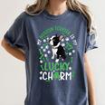 My Boston Terrier Is My Lucky Charm Paw Dog St Patrick's Day Women's Comfort Colors T-Shirt Denim