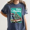 Boston Terrier Merry Christmas Tree Truck Dog X-Mas Women's Comfort Colors T-Shirt Denim
