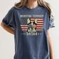 Boston Terrier Mom Dog Lovers American Flag 4th Of July Women's Comfort Colors T-Shirt Denim