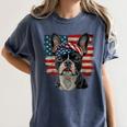 Boston Terrier Patriotic 4th Of July USA American Flag Women's Comfort Colors T-Shirt Denim