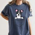 Boston Terrier In The Pocket Cute Pocket Boston Terrier Women's Comfort Colors T-Shirt Denim
