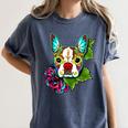 Boston Terrier In Red Day Of The Dead Sugar Skull Dog Women's Comfort Colors T-Shirt Denim