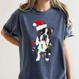Boston Terrier Santa Christmas Lights Xmas Dog Lover Men Women Kids Women's Comfort Colors T-Shirt Denim