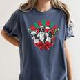 Boston Terrier Santa Claus Elf Reindeer Christmas Dog X-Mas Women's Comfort Colors T-Shirt Denim
