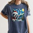 Boston Terrier Santa Starry Night Van Gogh Christmas Dog Men Women Kids Women's Comfort Colors T-Shirt Denim