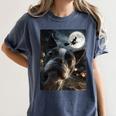 Boston Terrier Selfie Full Moon Flying Witch Halloween Dog Women's Comfort Colors T-Shirt Denim
