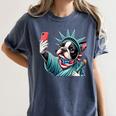 Boston Terrier Selfie Statue Of Liberty 4th Of July American Women's Comfort Colors T-Shirt Denim