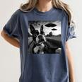 Boston Terrier Graphic Selfie With UFOs Weird Aliens Women's Comfort Colors T-Shirt Denim