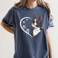 Boston Terrier Shirts For Women Girls Kids Heart Cute Women's Comfort Colors T-Shirt Denim