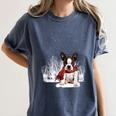 Boston Terrier In The Snow Merry Christmas Winter Women's Comfort Colors T-Shirt Denim