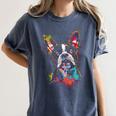 Boston Terrier Splash Women's Comfort Colors T-Shirt Denim