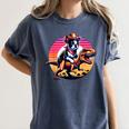Boston Terrier Wearing A Cowboy Hat On T-Rex Women's Comfort Colors T-Shirt Denim