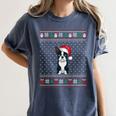 Boston Terrier Wearing Santa Hat Ugly Xmas Dog Lovers Women's Comfort Colors T-Shirt Denim