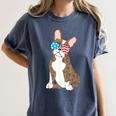 Brindle Boston Terrier Dog Patriotic Shirt USA Flag Women's Comfort Colors T-Shirt Denim