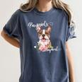 Brown Boston Terrier With Flowers And Feathers Women's Comfort Colors T-Shirt Denim