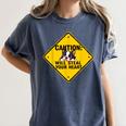 Caution Sign Boston Terrier Dog Bostie Puppy Women's Comfort Colors T-Shirt Denim