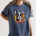 Colorful Boston Terrier Dog For Men Women Kids Women's Comfort Colors T-Shirt Denim