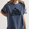Cool Boston Terrier Riding a Motorcycle Biker Dog Lover For Men Women Kids Women's Comfort Colors T-Shirt Denim