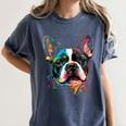 Cute Boston Terrier Puppy Dog Art Lover Unique Painting For Men Women Kids Women's Comfort Colors T-Shirt Denim