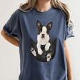 Dog Lovers Boston Terrier In Pocket Dog Face For Men Women Kids Women's Comfort Colors T-Shirt Denim