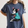 Father's Day Gift Dog Dad Boston Terrier i Love Dad Tattoo Women's Comfort Colors T-Shirt Denim