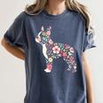 Floral FLower Boston Terrier Mom Grandma Women's Comfort Colors T-Shirt Denim