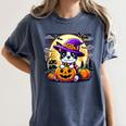 Halloween Boston Terrier Dog Breed With Jack O' Lantern Art Women's Comfort Colors T-Shirt Denim