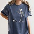 Halloween Boston Terrier And Skeleton Women's Comfort Colors T-Shirt Denim