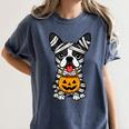 Halloween Dog Boston Terrier Mummy Costume Men Women Kids Women's Comfort Colors T-Shirt Denim