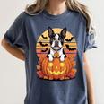 Halloween Retro Boston Terrier Women's Comfort Colors T-Shirt Denim