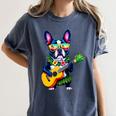 Hawaiian Boston Terrier & Pineapple Ukulele Summer Vacation Women's Comfort Colors T-Shirt Denim