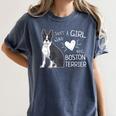 Just A Girl Who Loves Her Boston Terrier Puppy Love Women's Comfort Colors T-Shirt Denim