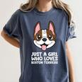 Just a Girl Who Loves Boston Terriers Women's Comfort Colors T-Shirt Denim